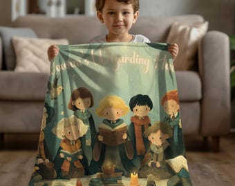 Personalized Wizard School Blanket: Magic Forest Minky Throw