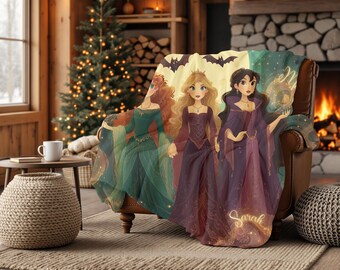 Personalized Witch Blanket: Custom Halloween Throw, Spooky Movie Night Gift