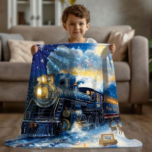 Personalized Polar Express Blanket | Custom Name Plush Throw | Magical Winter Wonderland Decor Soft Fluffy Christmas Gift for Kids & Adults