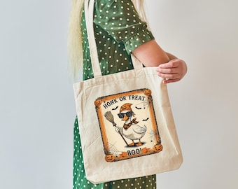 Personalized Goose Halloween Tote Bag: Honk or Treat Canvas Bag