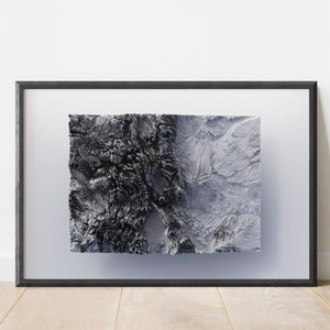 Impression minimaliste en relief du Colorado | Cartographie d'art de carte stylisée | Relief du terrain en altitude | Mission topographique radar de la navette 3D