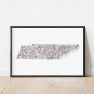 テネシー州の銅線レリーフマップ | 様式化された地図アート地図作成 | ワイヤーアートにインスパイアされたプリント装飾壁アート
