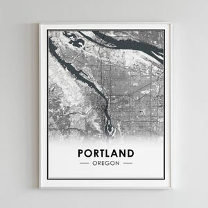 Portland Map Print Poster - Oregon City 3D Straßenkarte Wandkunst, Detaillierte Kartographie Gebäude Straßenkarte Dekor Druck
