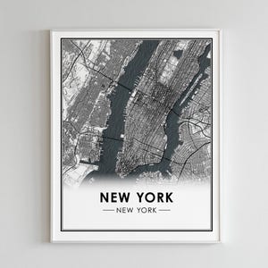 Poster met kaartafdruk New York | Cartografie kaartkunst New York | 3D-muurkunstafdruk stratenbouw wegenkaart