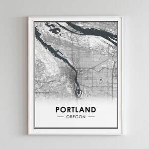 ポートランド地図プリントポスター | オレゴン地図アートワーク地図作成 | 3Dストリートビルディングロードマップウォールアートプリント