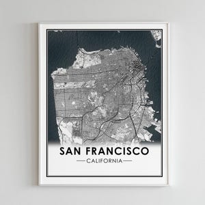 San Francisco Map Print Poster | California Map Artwork Cartography | 3D Street Building Road Map Wall Art Print