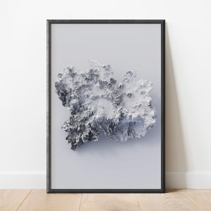 State of Mexico Minimalist Relief Map | Stylized Art Cartography | Elevation Terrain Relief | Estado de Mexico and Distrito Federal