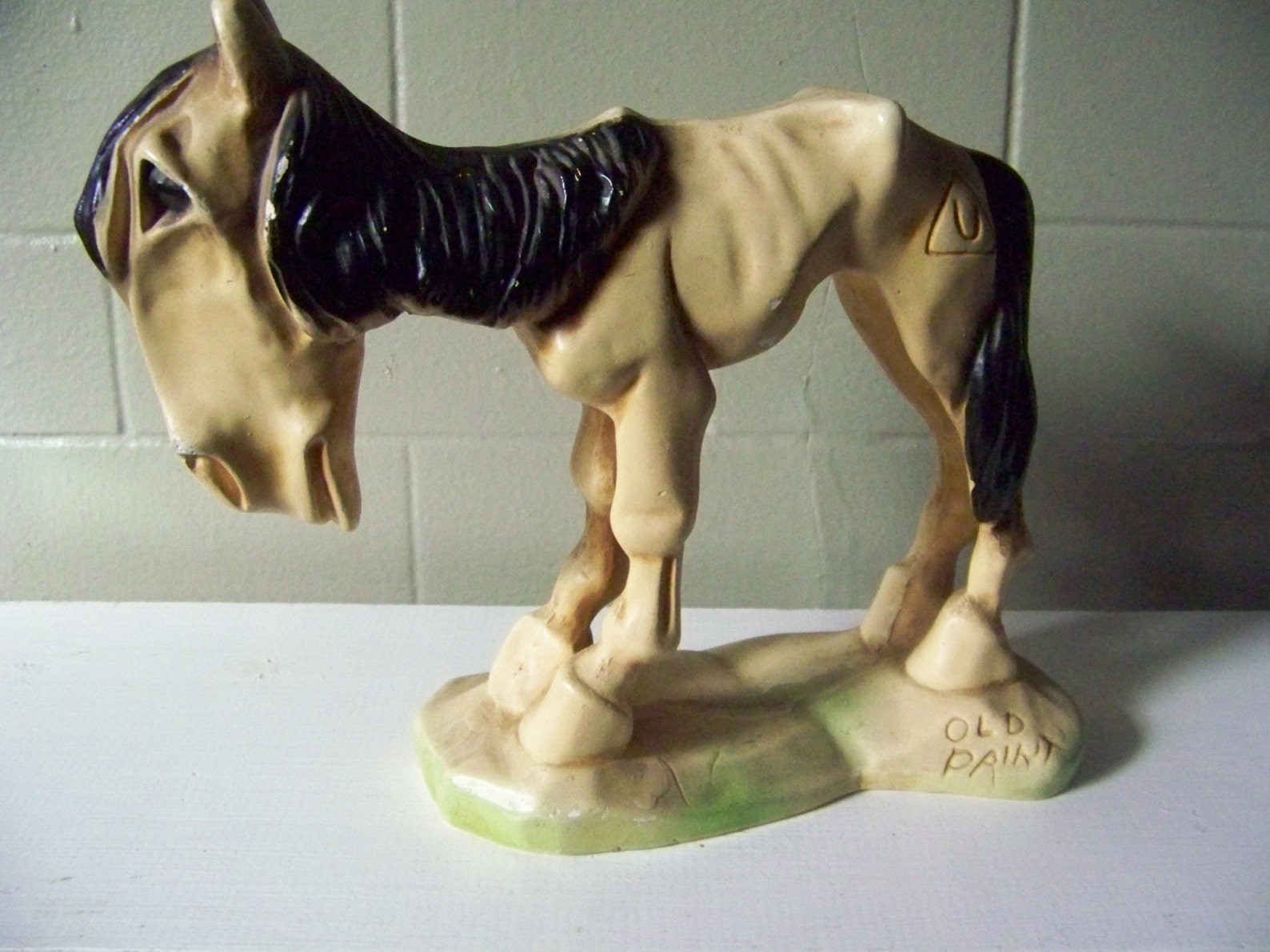 Vintage Chalkware Horse Figure Old Paint | Etsy