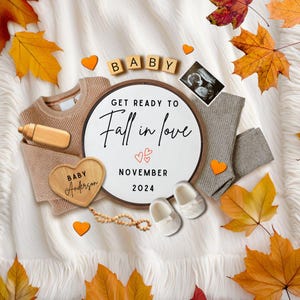 Herbst-Baby-Ankündigung, personalisierte Baby-Ankündigung, Canva-Vorlage für Babyankündigung, Herbst-Baby-Ankündigung