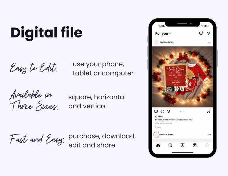 Christmas Themed Pregnancy Announcement, Editable Baby Reveal, Digital Canva Template, Xmas Baby Announcement, Personalized Bay Reveal