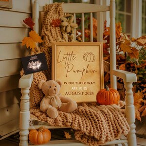 Zwangerschapsaankondiging herfst pompoen, digitale babyonthulling, sjabloon voor canvas, herfst babyaankondiging, papa als cadeau met babyscan