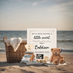 Neutrale Strand-Schwangerschaftsankündigung, personalisierte neue Babykarte, Instagram-Ankündigung für die Schwangerschaft, digitaler Download