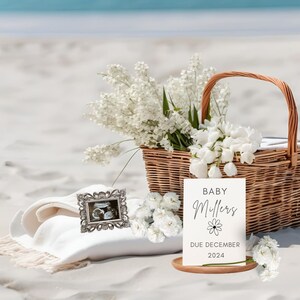 Weißes Picknick Schwangerschaft enthüllen, personalisierter digitaler Download, Baby offenbaren Canva Design, benutzerdefinierte Schwangerschaft enthüllen, Picknick-Babymitteilung