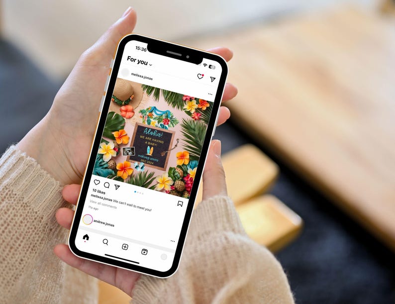 Aloha Pregnancy Announcement, Hawaii Baby Reveal, Surfing Pregnancy Reveal, Digital Canva Template, Surf Themed Baby Reveal