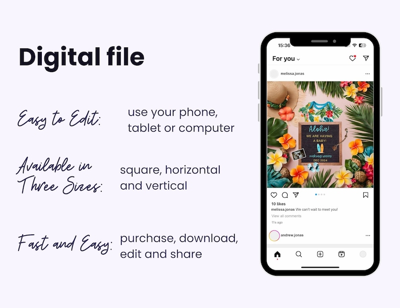 Aloha Pregnancy Announcement, Hawaii Baby Reveal, Surfing Pregnancy Reveal, Digital Canva Template, Surf Themed Baby Reveal