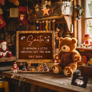 Santas Weihnachtsgeschenk, Schwangerschaftsankündigung, Feiertags-Baby-Enthüllung, digitale Vorlage auf Canva, Weihnachtsgeschenk für großeltern zu sein