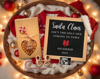 Christmas Pregnancy Announcement, Digital Canva Template, Winter Baby Reveal, Christmas Gift For Husband, Baby Announcement