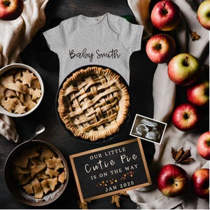 Apfelkuchen Baby Reveal, Herbst Schwangerschaftansage, Digitale Canva Vorlage, Äpfel Schwangerschaft Reveal, Geschenk für Großeltern zu sein