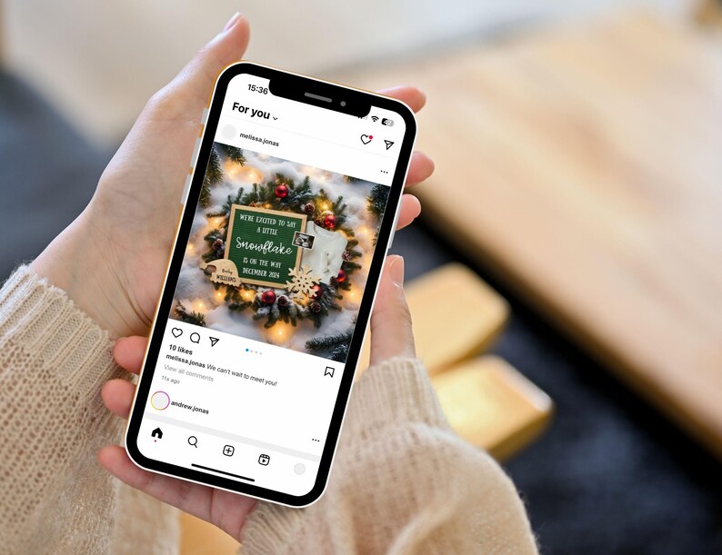 Little Snowflake Pregnancy Announcement, Personalized Baby Reveal, Digital Canva Template, Christmas Announcement For Pregnancy