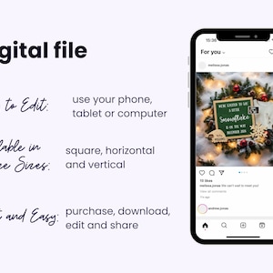 Little Snowflake Pregnancy Announcement, Personalized Baby Reveal, Digital Canva Template, Christmas Announcement For Pregnancy