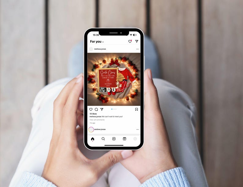 Christmas Themed Pregnancy Announcement, Editable Baby Reveal, Digital Canva Template, Xmas Baby Announcement, Personalized Bay Reveal