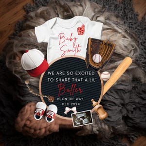 Baby Reveal unter dem Baseball-Thema, Baby Schwangerschaftsankündigung, digitale Schwangerschaft offenbaren für Baby, Canva Vorlage, Großeltern Geschenk
