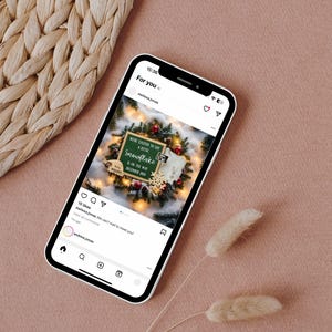 Little Snowflake Pregnancy Announcement, Personalized Baby Reveal, Digital Canva Template, Christmas Announcement For Pregnancy