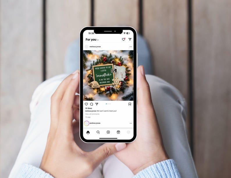 Little Snowflake Pregnancy Announcement, Personalized Baby Reveal, Digital Canva Template, Christmas Announcement For Pregnancy