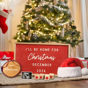 Weihnachtsbabyankündigung, digitale Canva-Vorlage, Schwangerschaft enthüllen, Winter-Schwangerschaftsankündigung, Weihnachtsgeschenk für Ehemann