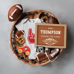 American Football Schwangerschaftsankündigung, Sport Baby Reveal, Baby Boy Schwangerschaftansage, Digitale Canva Vorlage, Benutzerdefinierte Baby Reveal