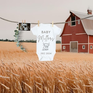 Bauernhof, Schwangerschaftsankündigung, niedliches Baby offenbaren, digitale Canva-Vorlage, Schwangerschaftsankündigungspost, kundenspezifisches Design