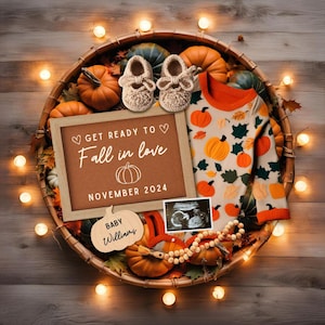 Herbst Schwangerschaftansage, benutzerdefinierte Baby offenbaren, digitale Canva-Vorlage, Herbst Baby offenbaren, Herbstansage für die Schwangerschaft