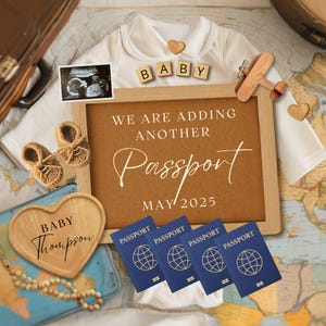 Travel Passport Schwangerschaftsankündigung, Reise-Themed Baby Reveal, bearbeitbare Vorlage für Canva, Digital Pregnity Reveal, Vater, um Geschenk zu sein