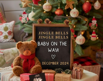 Christmas Baby Pregnancy Announcement, Festive Baby Reveal, Dad To Be Gift, Digital Canva Template,Christmas Baby Scan Gift For Grandparents