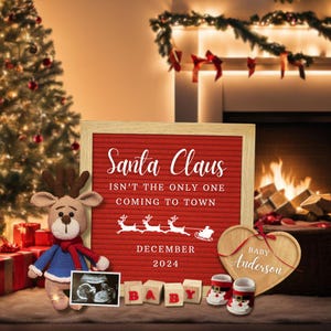 Weihnachtsmann-Babyankündigung, Weihnachten Schwangerschaft offenbaren, digitale Canva-Vorlage, Winter-Schwangerschaftsankündigung, Weihnachtsgeschenk für Großeltern