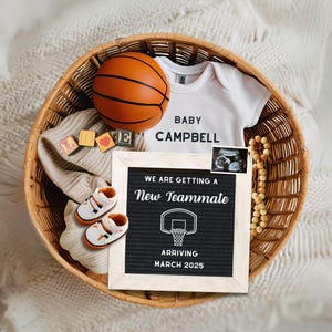 Basketball Schwangerschaftsankündigung, Sport-Themed Baby Reveal, Digitale Canva-Vorlage, personalisierte Baby Reveal