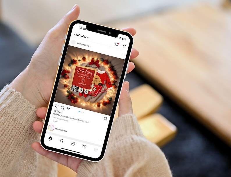 Christmas Themed Pregnancy Announcement, Editable Baby Reveal, Digital Canva Template, Xmas Baby Announcement, Personalized Bay Reveal