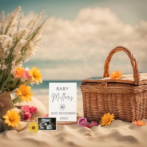 Picknick Schwangerschaft enthüllen, personalisierter digitaler Download, Baby offenbaren Canva Design, benutzerdefinierte Schwangerschaftsankündigung, Picknick-Baby offenbaren