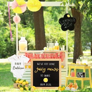 Limonade babyonthulling, digitale zwangerschapsaankondiging, babyscan cadeau voor papa in wording, sjabloon voor canvas, digitale babyaankondiging