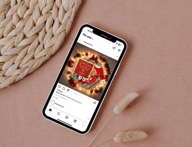 Christmas Themed Pregnancy Announcement, Editable Baby Reveal, Digital Canva Template, Xmas Baby Announcement, Personalized Bay Reveal