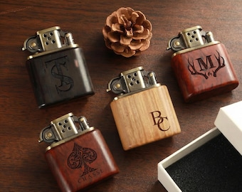 Personalized Sandalwood Lighter Engraved Name - Custom Monogram Mens Gift, Anniversary Present for Him, Unique Engraved Lighter