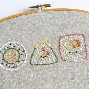 Silly Sushi Japanese Foods Digital Hand Embroidery Pattern image 1