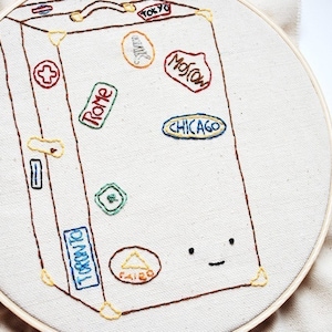 PDF Mini Embroidery Pattern - World Traveled Trunk