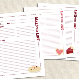 Gebakken met liefde - Afdrukbare receptpagina's op volledig formaat