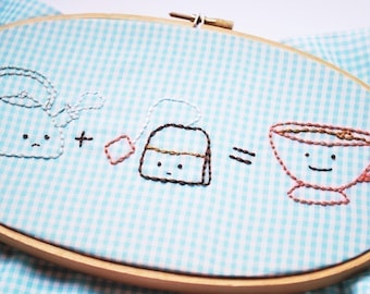 1 plus 1 is one - Food Math Hand Embroidery Pattern