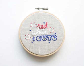 Red, White & Cute - Patriotic American Hand Embroidery Pattern