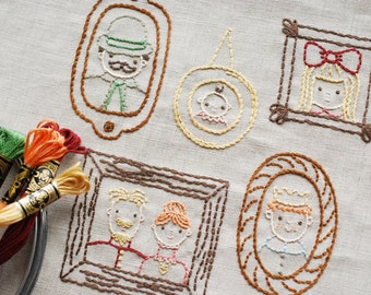 Family Portrait Gallery - PDF Downloadable Pattern for Hand Embroidery