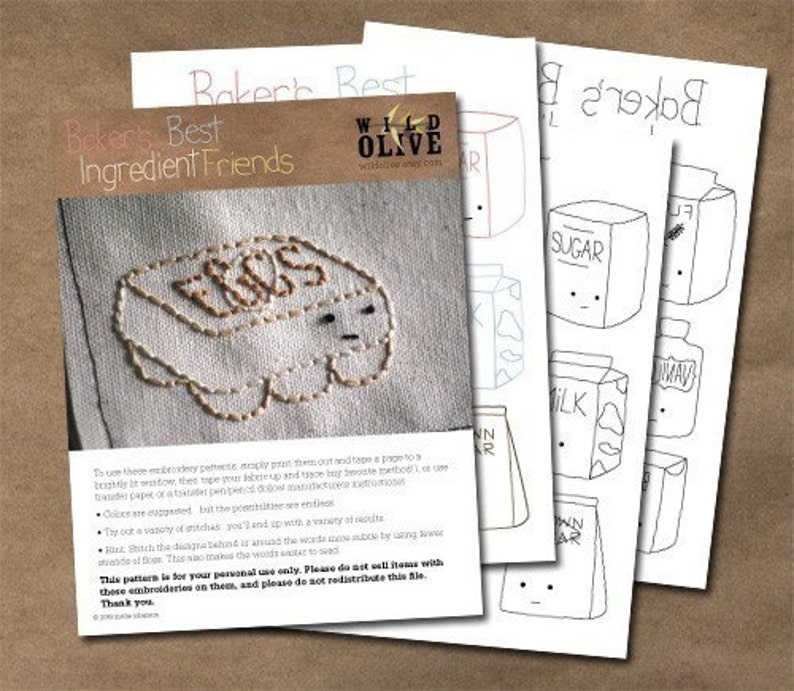 Baker's Best Ingredient Friends Kitchen Embroidery Pattern image 2