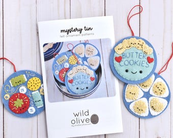 Mystery Tin Felt Ornament Pattern - Printed Pattern Booklet - Danish Butter Cookie Decoration