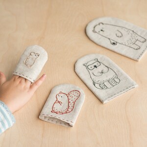 Woodland Animal Embroidered Finger Puppet Embroidery Pattern and Sewing Project image 4